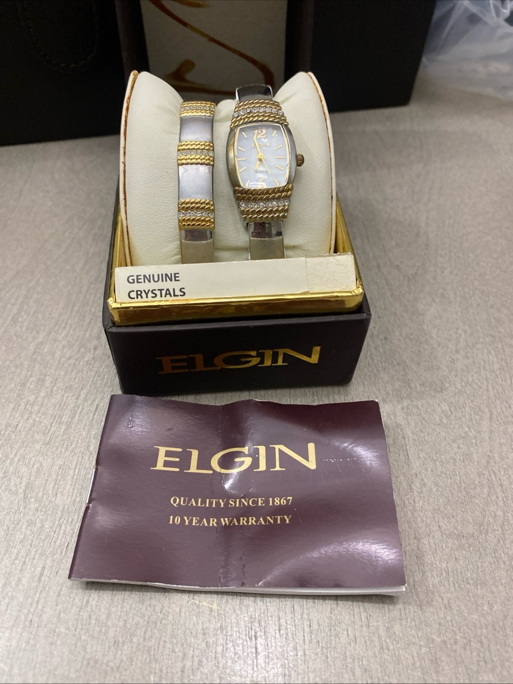 Elgin Women’s Two-Tone Crystal Accent Bracelet Watch - Gold & Silver